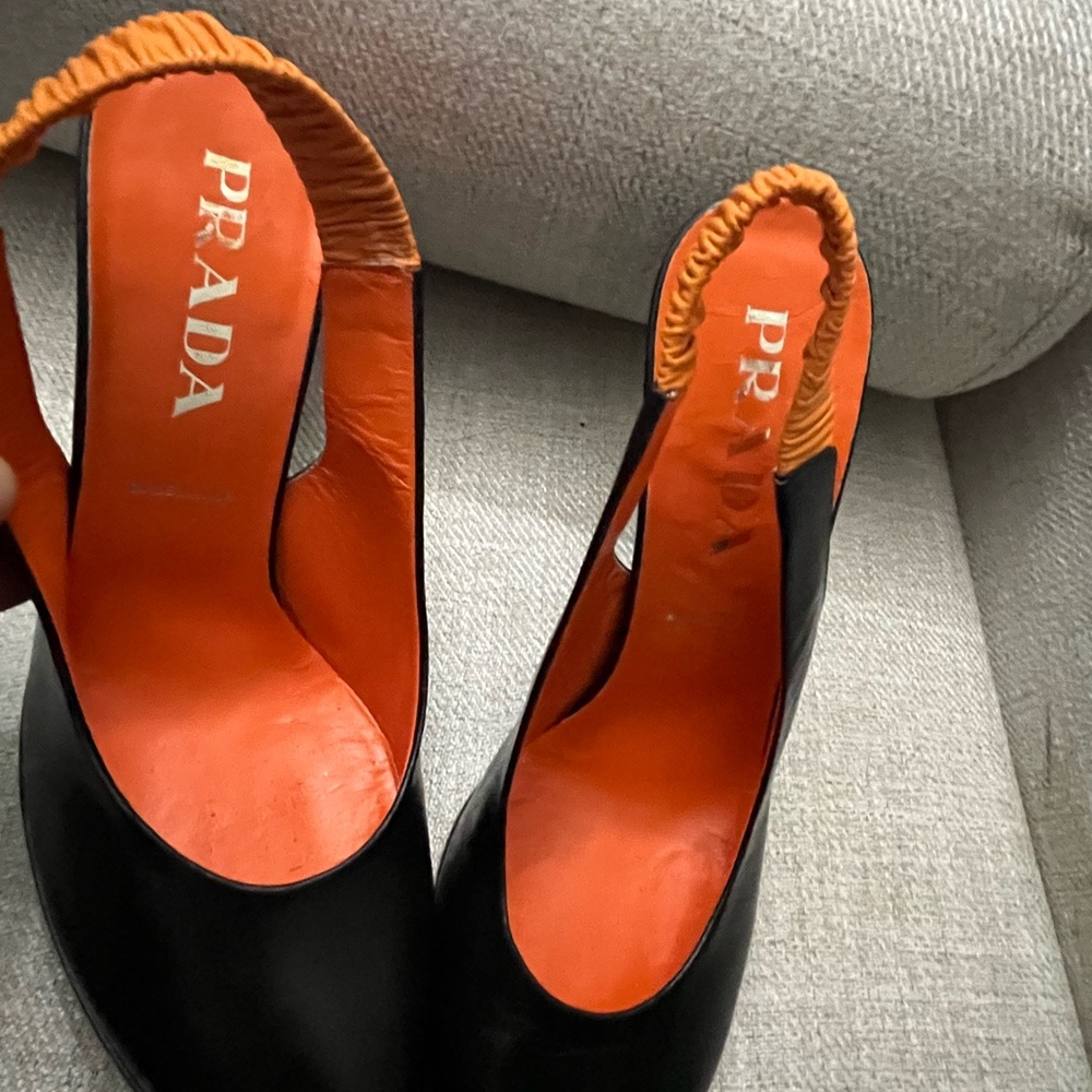 Prada Women's Black and Orange Shoes